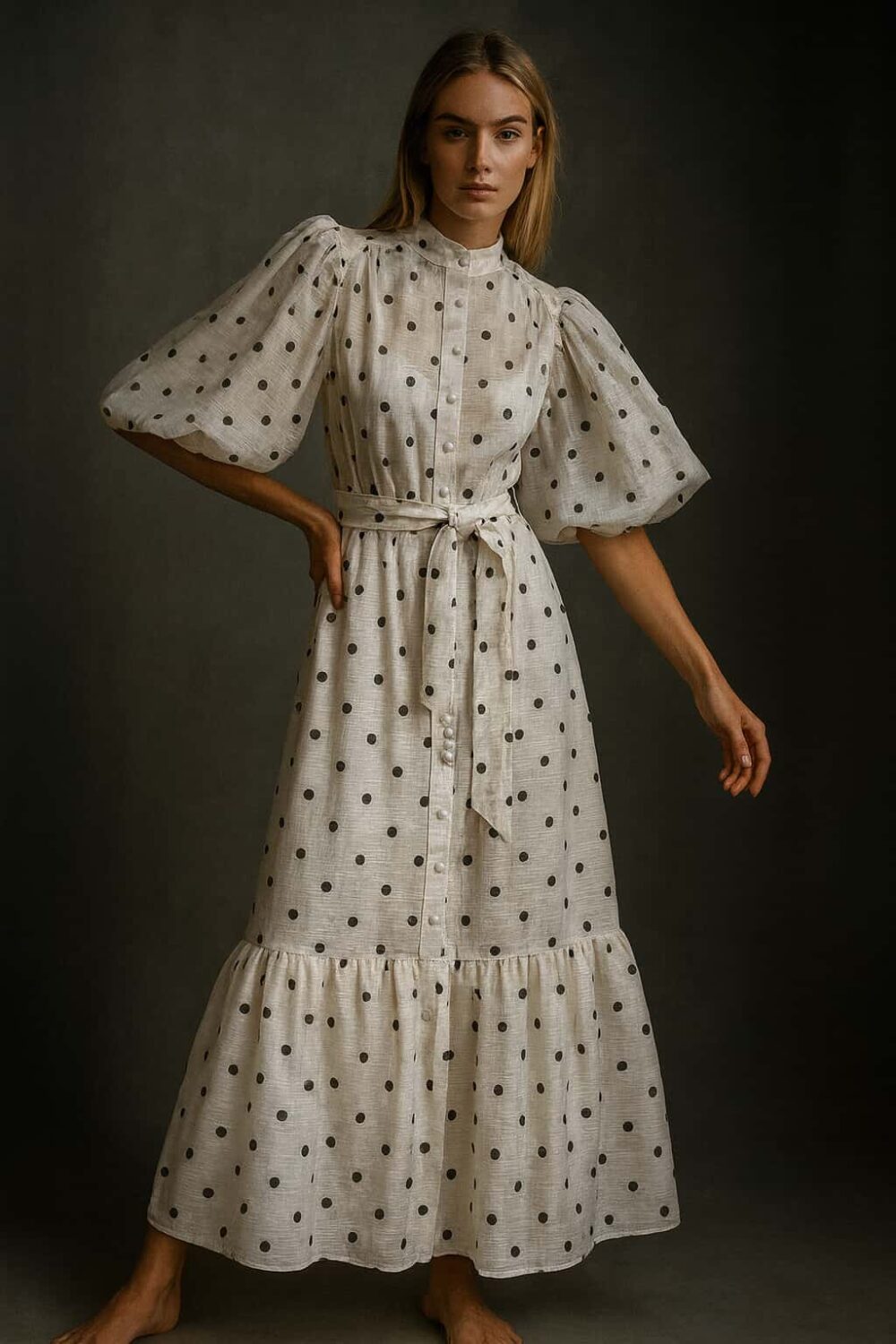 Sukienka w grochy maxi