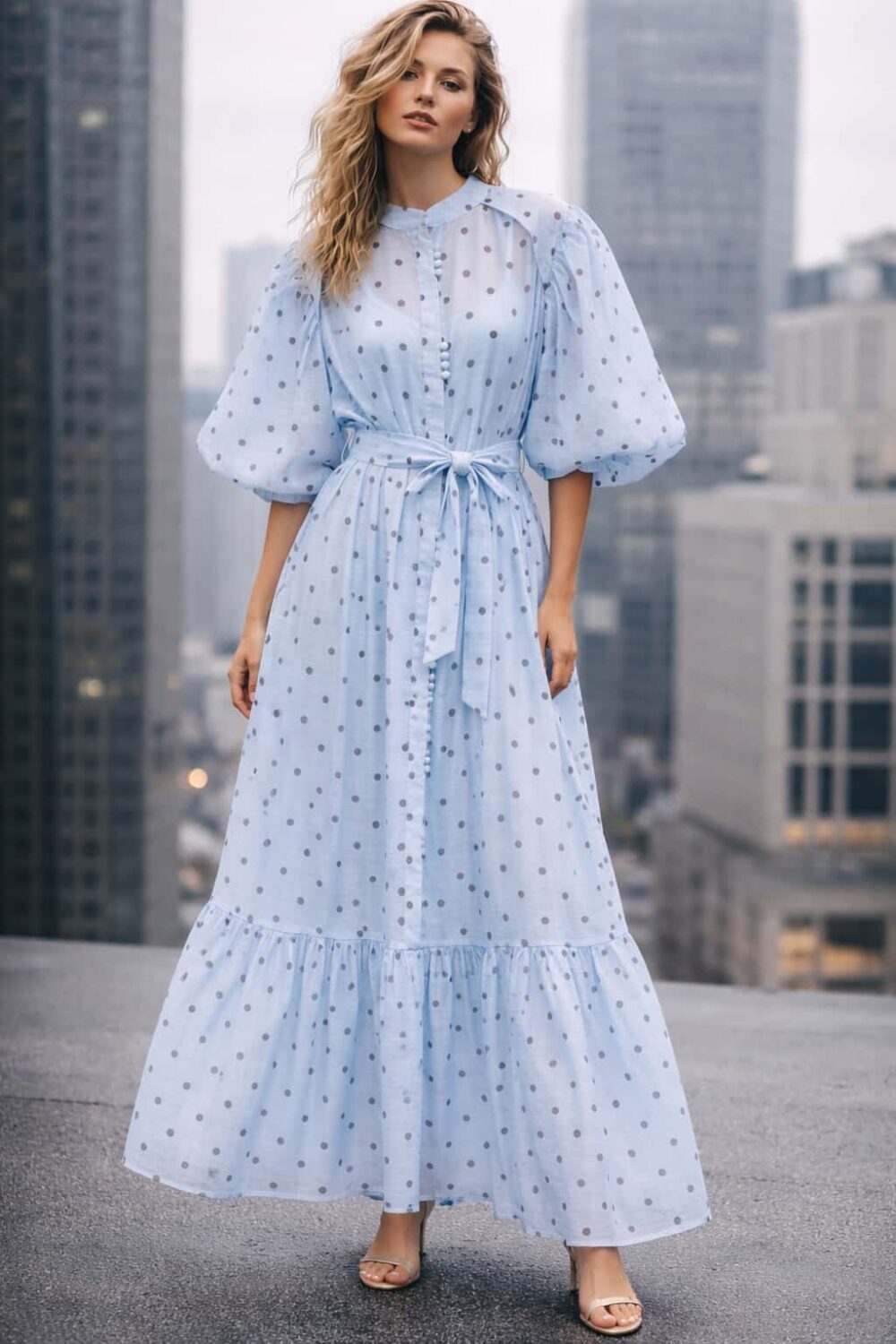 Sukienka w grochy maxi