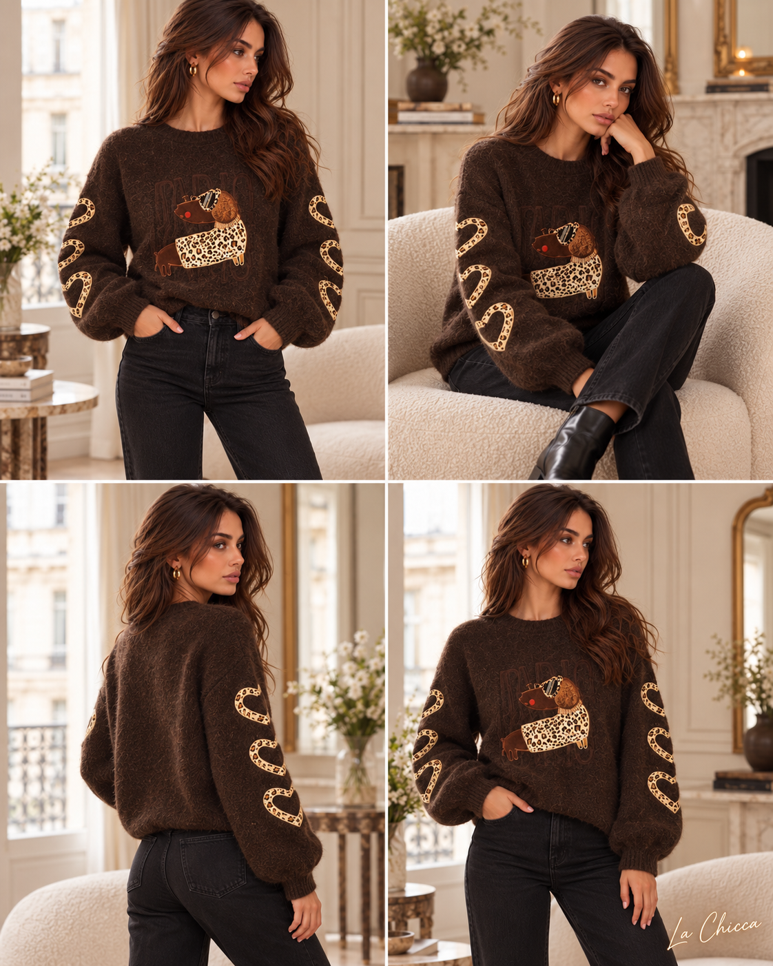 Czekoladowy sweter z jamnikiem 1